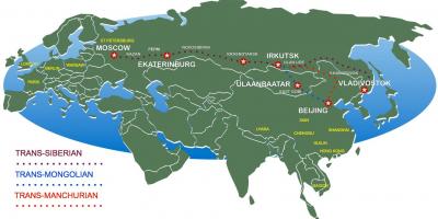 Beijing ke Moskow rute kereta peta
