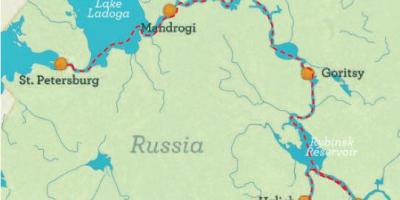 Peta dari St Petersburg ke Moskow cruise