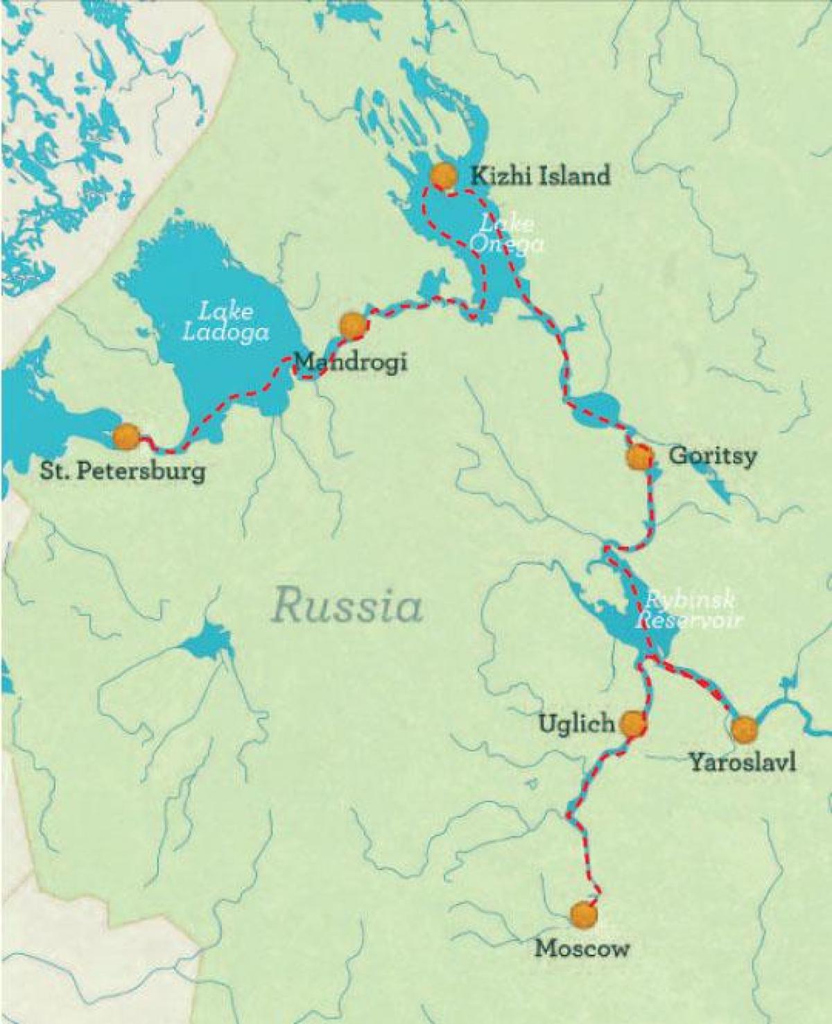 peta dari St Petersburg ke Moskow cruise